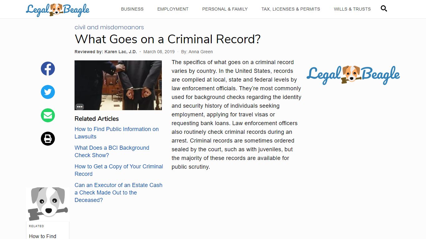 What Goes on a Criminal Record? | Legal Beagle